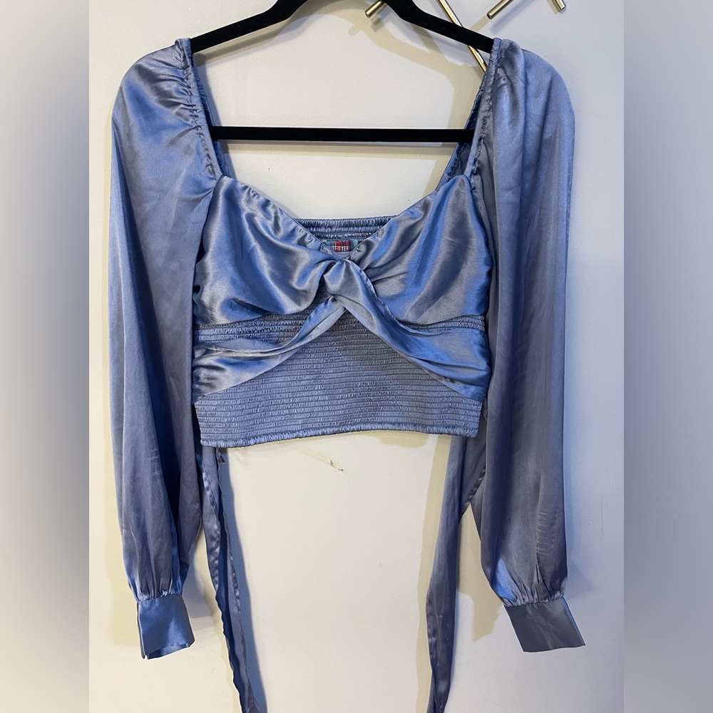 Urban Outfitters Satin Blue Blouse - Picture 1 of 5